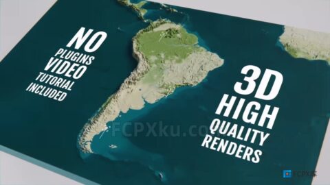 南美洲三维物理地图FCPX插件3D Physical Map - South America
