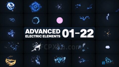 Advanced Electric Elements FCPX插件61个发光电荷能量闪光图形特效