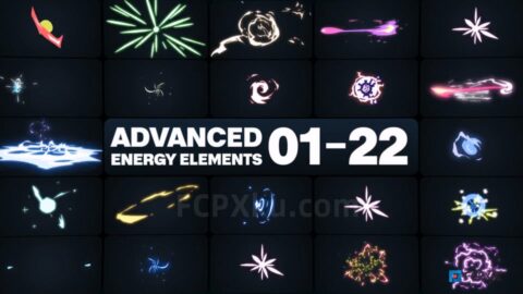 Advanced Energy Elements FCPX插件71组能量特效卡通MG动画元素