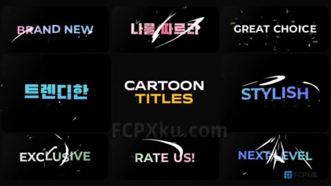 Cartoon Glitch Shapes Titles FCPX插件8组卡通故障形状动画文字标题字幕