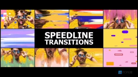 Seamless Speedline Transitions FCPX插件10组彩色速度线转场过渡动画