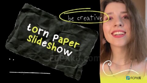 Torn Paper Slideshow FCPX插件撕纸动画幻灯片介绍视频模板