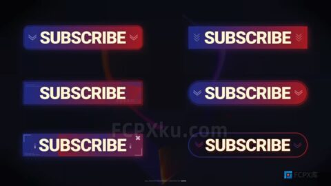 Subscribe Buttons FCPX插件6组订阅按钮文字标题动画
