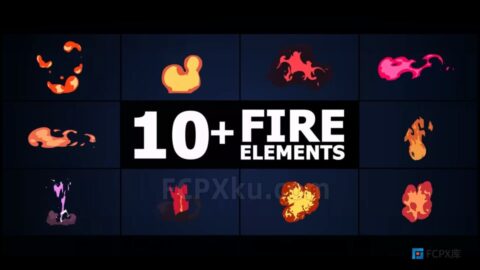 Fire Elements FCPX插件11种卡通火焰特效素材元素