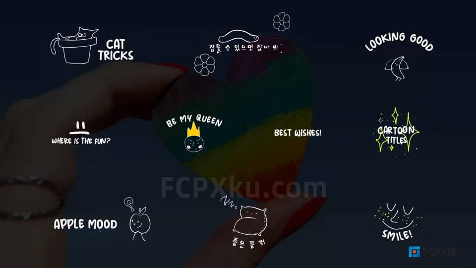 Cartoon Lyric Titles FCPX插件10组卡通歌词文字标题动画_FCPX库