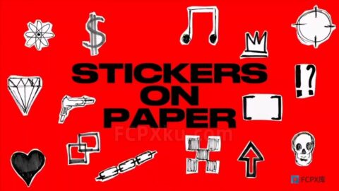Stickers On Paper FCPX插件73个手绘元素剪纸贴纸动画