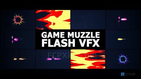 Game VFX Muzzle Flash FCPX插件9种游戏枪口闪光特效动画