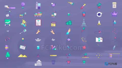 Miscellaneous Icons FCPX插件60个综合性2D图标动画