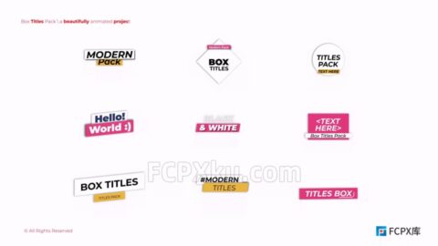 Box Titles FCPX插件9组方框设计文字标题动画