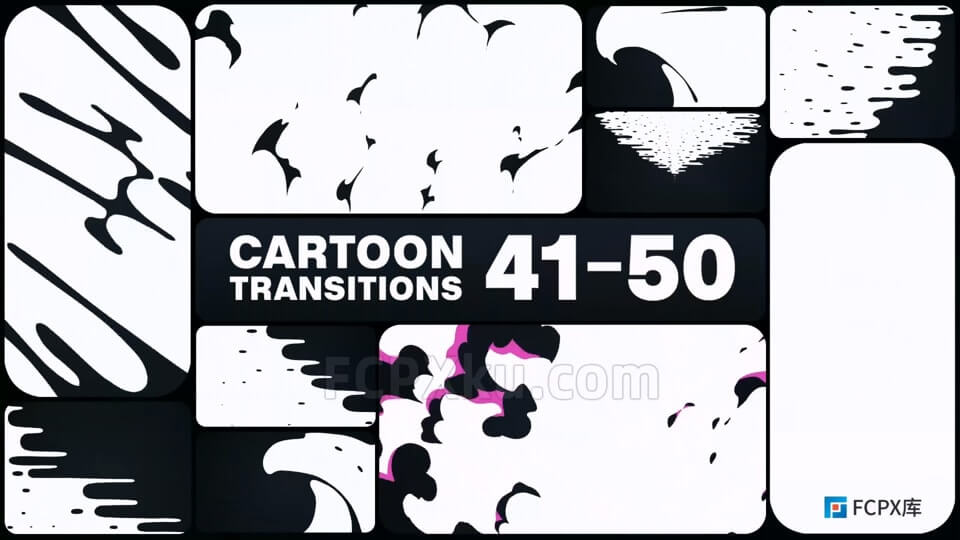 Cartoon Transitions FCPX插件10组卡通过渡MG图形动画转场_FCPX库