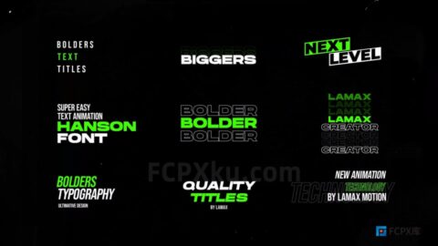 Green Titles FCPX插件12组4K分辨率文字标题动画
