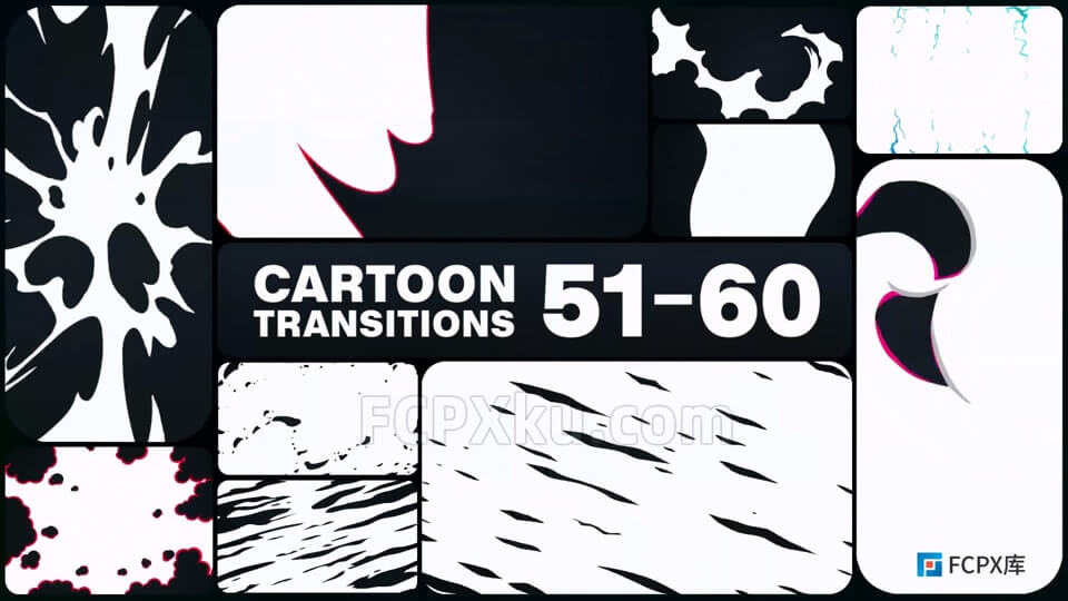 Cartoon Transitions FCPX插件10组卡通图形动画转场过渡_FCPX库