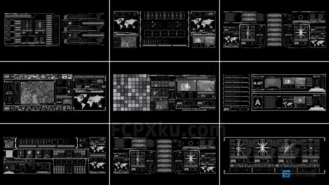 高科技HUD大屏幕元素动画FCPX插件HUD Large Screens