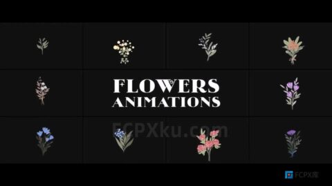 10种花卡通手绘花瓣动画FCPX插件Flowers Falling Into Petals Animations