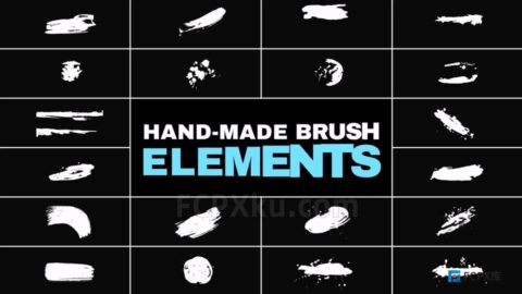 20种笔刷动画元素FCPX插件Hand Made Brush Elements