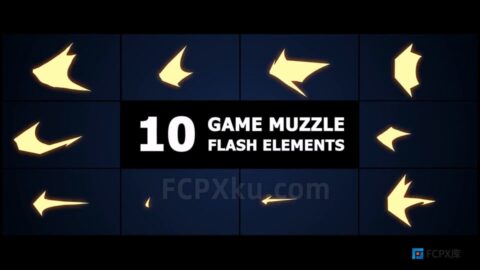 10种游戏枪口闪光火花动画元素FCPX插件Game Muzzle Flash Elements