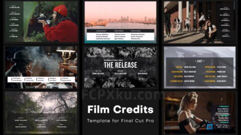 电影片尾字幕演员介绍文字动画FCPX插件Film Credits