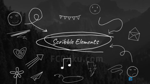 120个线条涂鸦元素动画箭头标注符号标题FCPX插件Scribble Elements