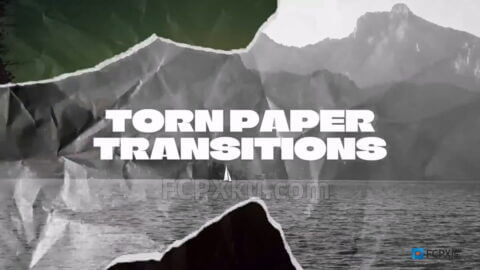 10种撕纸动画视频转场特效FCPX插件Torn Paper Transitions