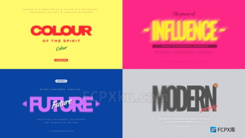 6组创意彩色文字标题动画设计FCPX插件Colourful Titles