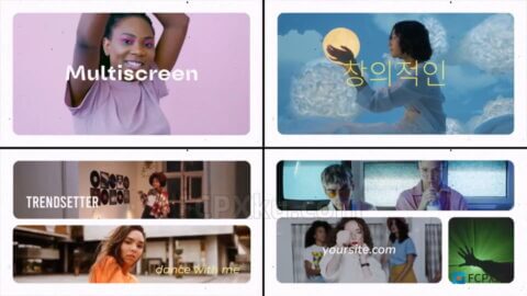 4组分屏效果现代幻灯片介绍视频动画FCPX插件Multiscreen Typo