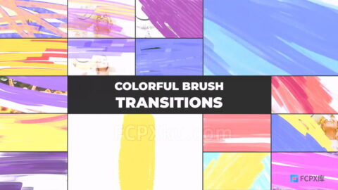 16种彩色画笔笔刷动画转场效果FCPX插件Colorful Brush Transitions