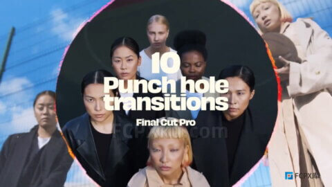 10种电影胶片打孔划痕视频转场效果FCPX插件Punch Hole Transitions