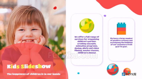 儿童活动宣传彩色幻灯片视频FCPX插件Kids Colorful Slideshow