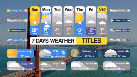 天气预报7天UI图形动画设计模板FCPX插件7 Days Weather Titles