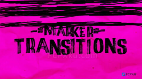 10种黑色笔刷元素纹理遮罩转场过渡FCPX插件Marker Transitions