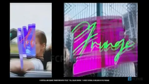 垃圾摇滚风格转场动画短视频竖屏FCPX插件Vertical And Square Urban Strokes Transitions