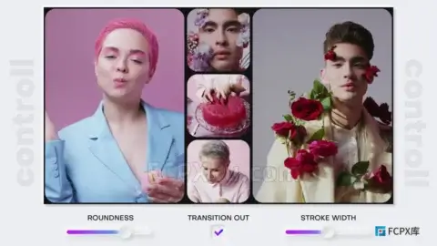 多屏转场5分屏视频画面转场FCPX插件Multiscreen Transitions V5